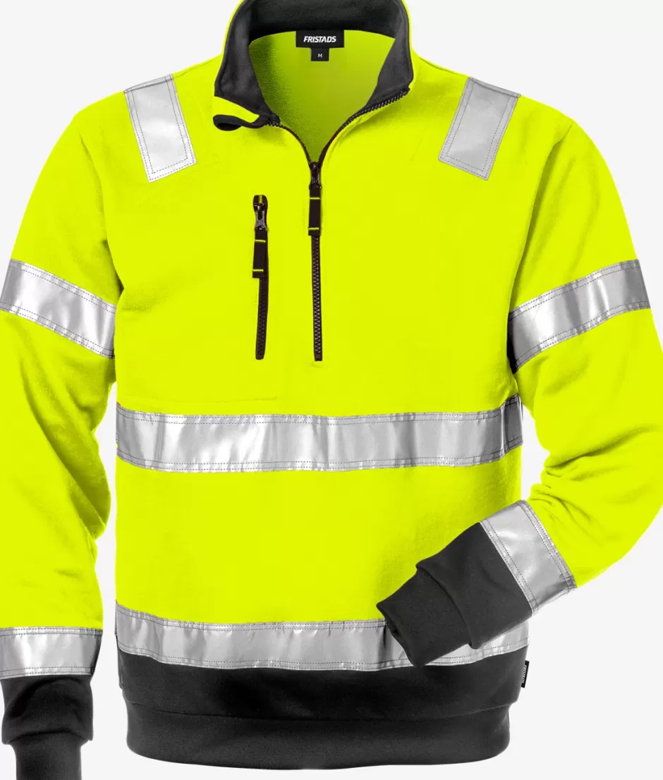 Fristads High Vis Sweatshirt Met Korte Rits Klasse 3 728 SHV<Heren Sweatshirts | Sweatshirts