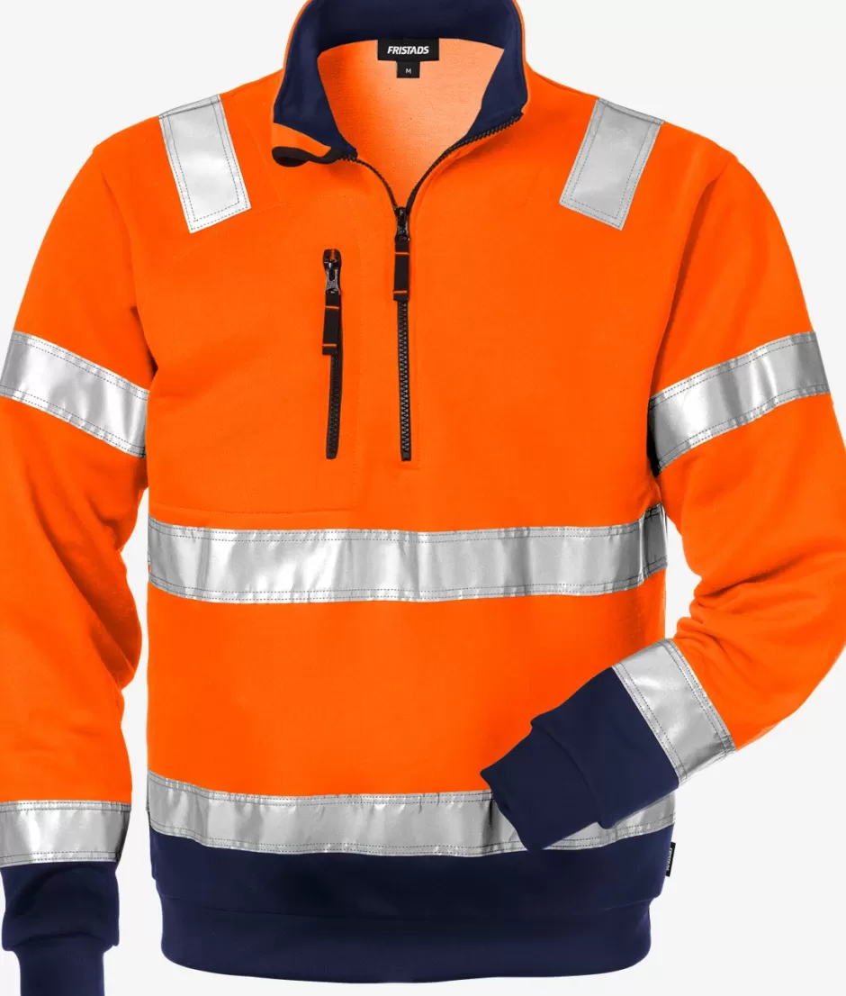 Fristads High Vis Sweatshirt Met Korte Rits Klasse 3 728 SHV<Heren Sweatshirts | Sweatshirts
