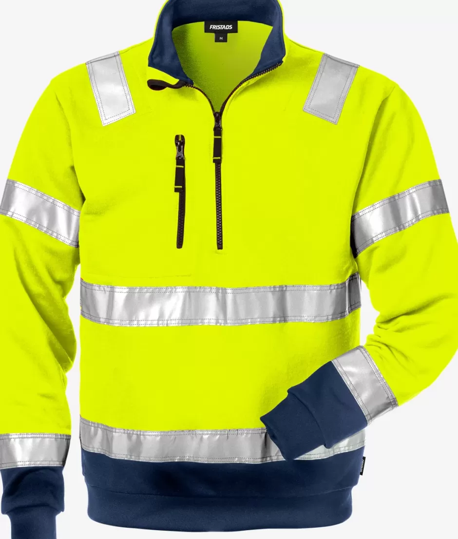 Fristads High Vis Sweatshirt Met Korte Rits Klasse 3 728 SHV<Heren Sweatshirts | Sweatshirts